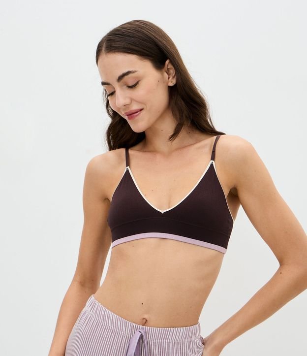 Soutien Top Seamless Texturizado con Detalle Contrastante