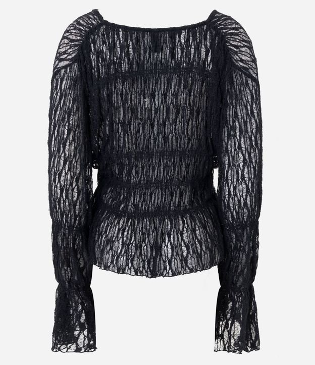 Blusa Encaje Texturizada con Lazos y Manga Larga 7