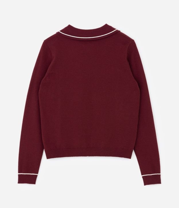 Suéter Slim en Punto con Cuello Polo y Detalle Contrastante 4