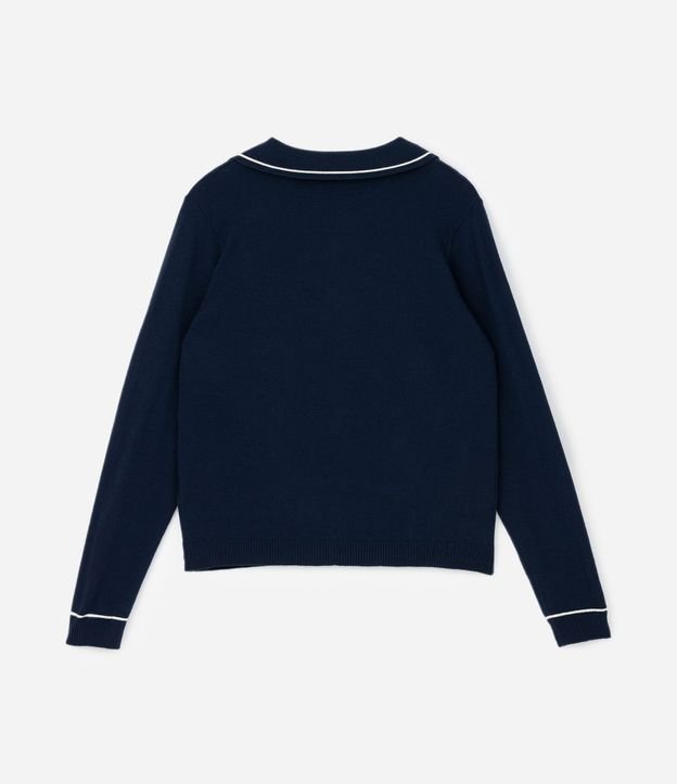 Suéter Slim en Punto con Cuello Polo y Detalle Contrastante 5