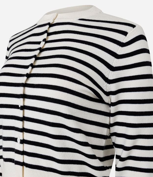Cardigan Corto en Punto Listrado con Cuello Redondo 2