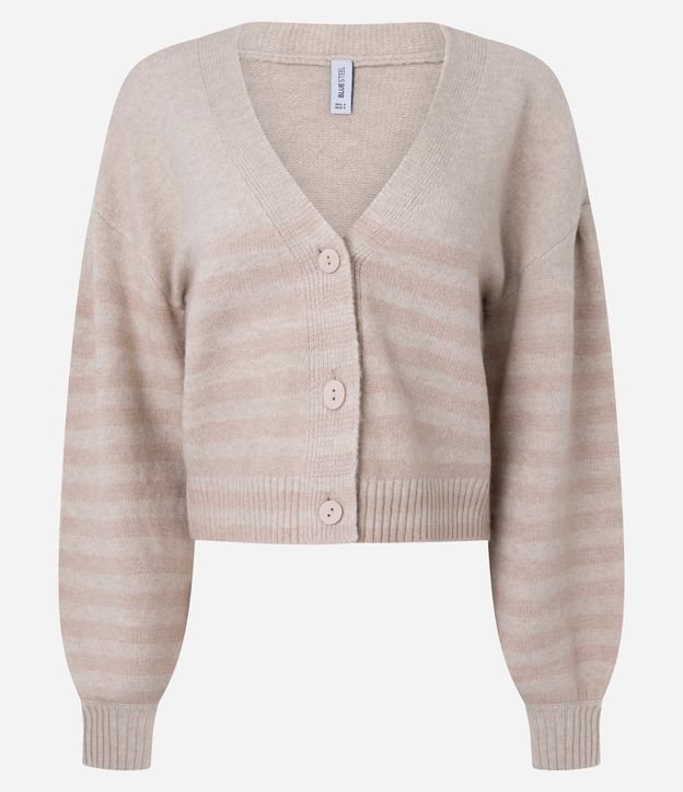 Cardigan en Punto Listrado con Escote V 5