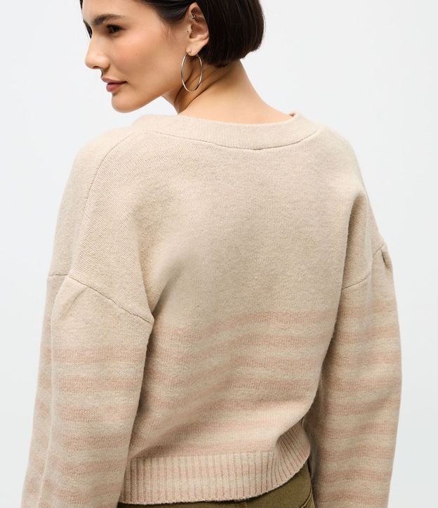 Cardigan en Punto Listrado con Escote V 4