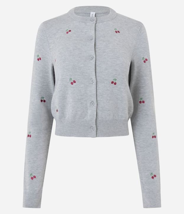 Cardigan corto en Punto con Bordados de Cereza 5