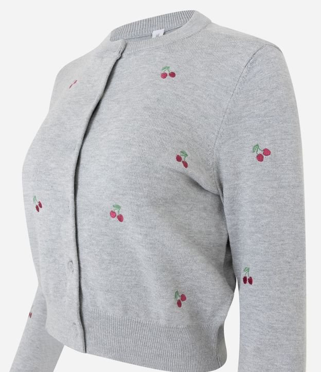 Cardigan corto en Punto con Bordados de Cereza 6