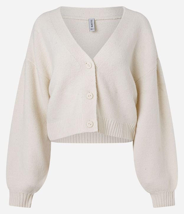 Cardigan Corto en Punto con Escote V y Botones Delanteros 5