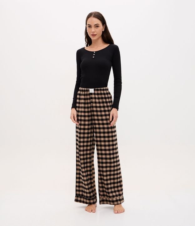 Pantalón de Pijama en Franela de Cuadros