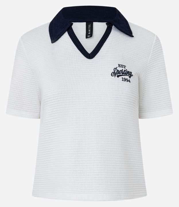 Blusa Polo en Algodón con Bordado Sporting y Texturizada 4