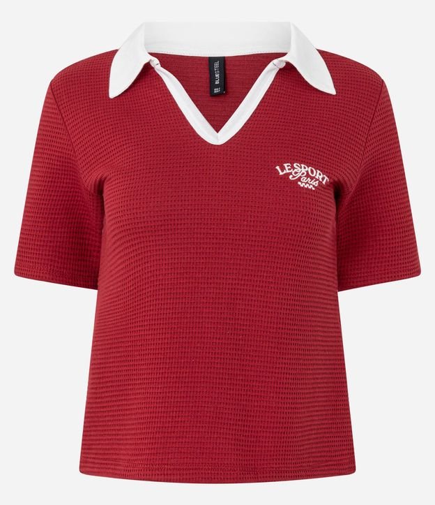 Blusa Polo con Viés Contrastantes Bordado y Textura 5
