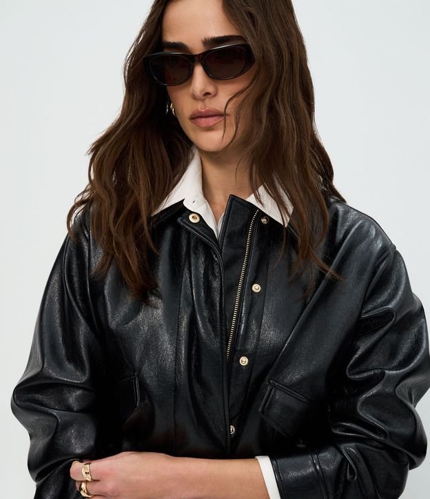 Campera Bomber en PU con Elástico en el Ruedo 3