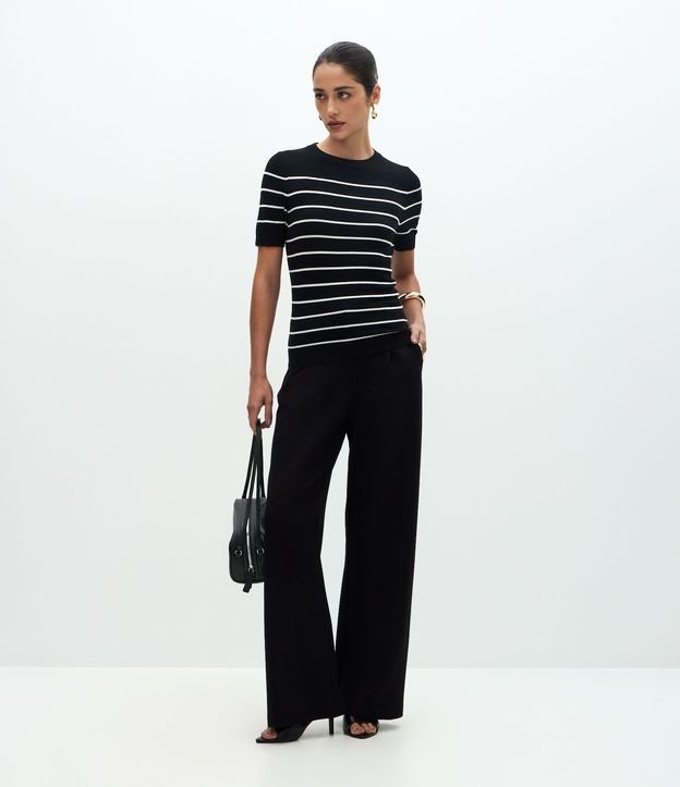 Blusa Manga corta en Punto con Estampa Rayada 2