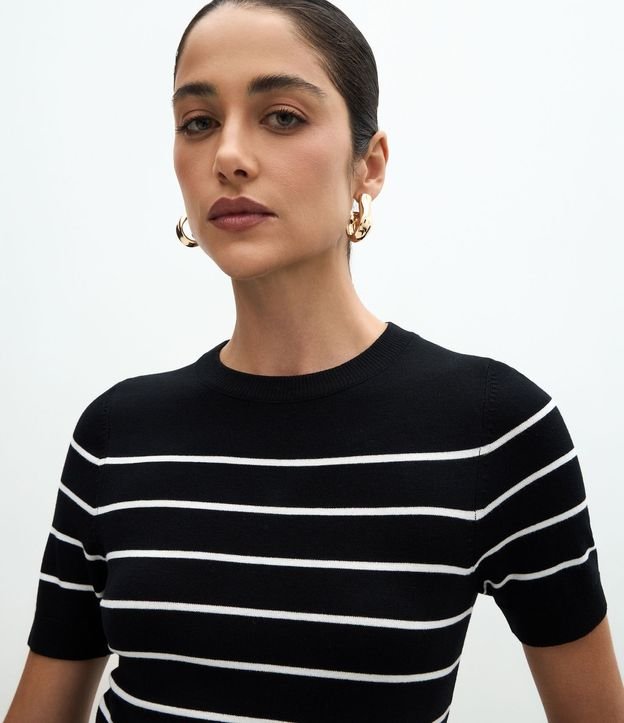 Blusa Manga corta en Punto con Estampa Rayada 3