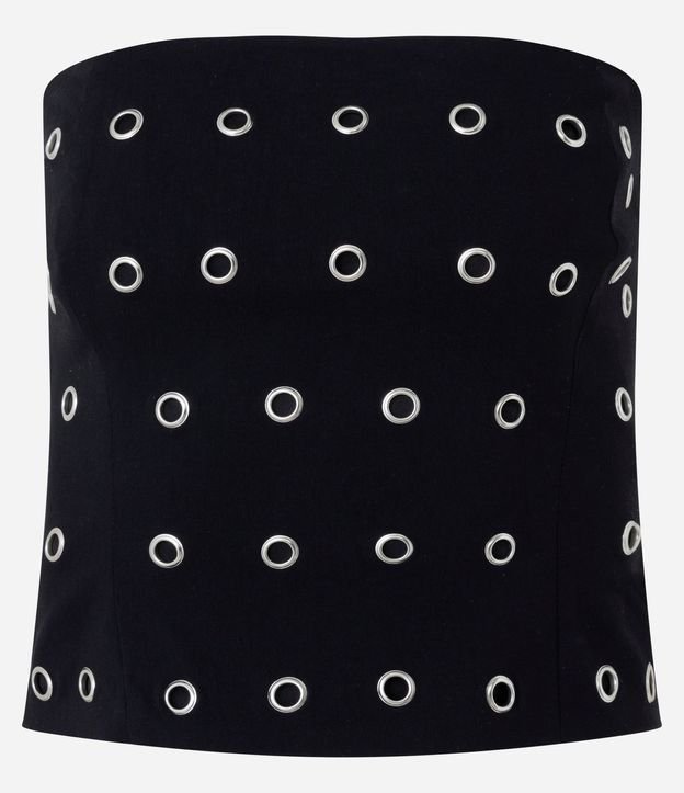 Blusa Sin Breteles con Aplicación de Ojale Metálicos 4