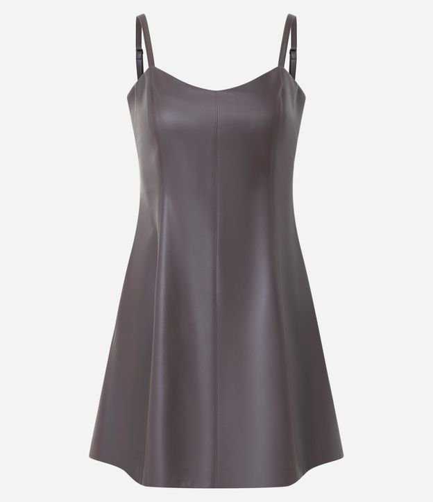 Vestido Skater Corto en PU con Breteles Finos 5
