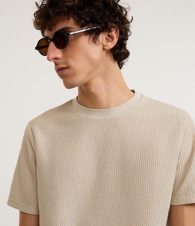 Remera en Algodón Acanalada con Cuello Redondo 3
