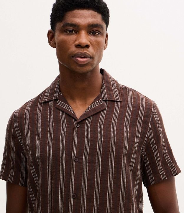 Camisa Manga Corta Jacquard con Raya y Textura 4