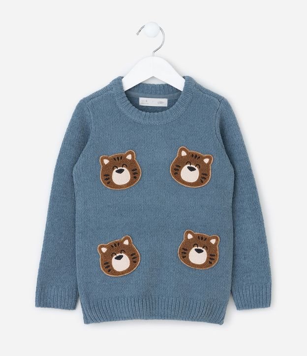 Suéter Infantil en Chenille con Patches de Osito – Talle 1 a 5/6 años 2