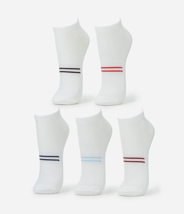 Kit 5 Medias Caña Corta Deportiva con Rayas Coloridas