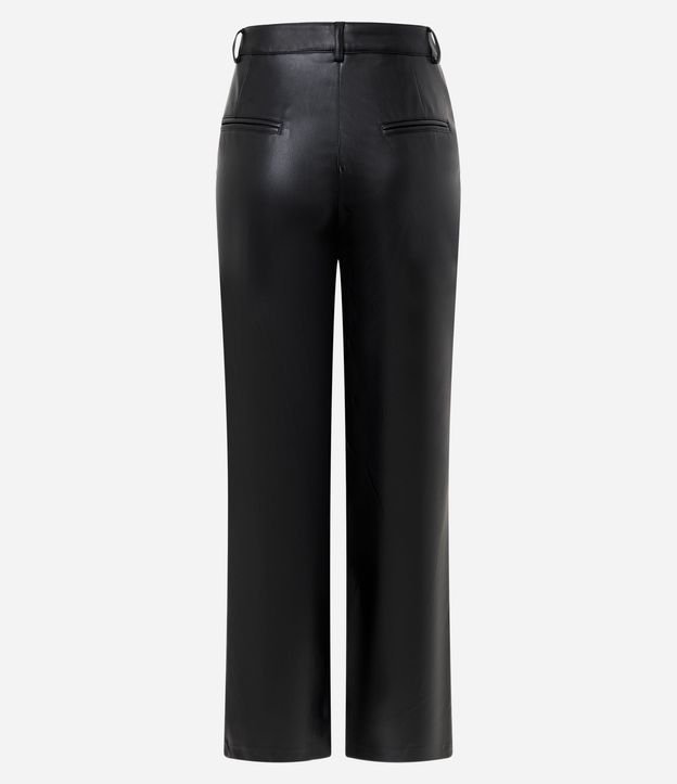 Pantalón Recto en PU con Fenda y Bolsillos 7