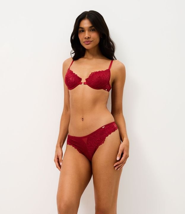Bombacha Bikini en Hilo Doble con Aplicación de Encaje