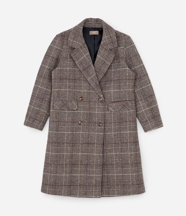 Saco Sobretodo en Polivelour con Estampa de Cuadros Curve & Plus Size