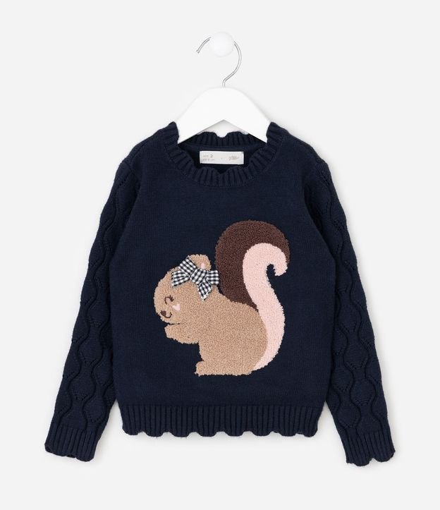 Suéter Jacquard Infantil en Punto Animales Fondo Marino - Talle 1 A 6 años