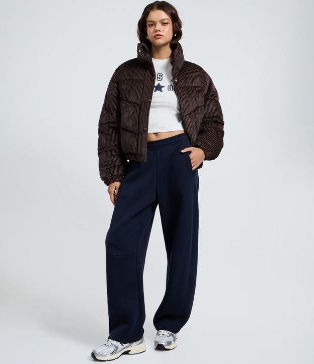Jaqueat Puffer en Terciopelo Cotelê con Cuello Alto 2