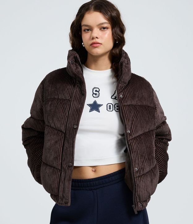 Jaqueat Puffer en Terciopelo Cotelê con Cuello Alto 3