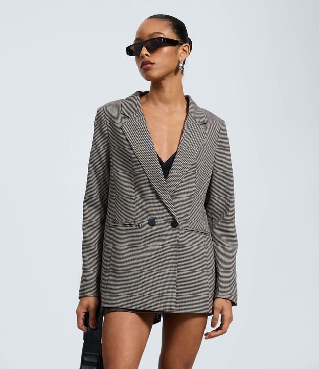 Blazer Sastre de Cuadros Regular con Botones Delanteros 1