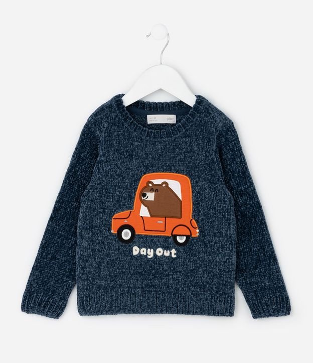 Suéter Infantil en Chenille con Oso de Carro – Talle 1 a 5/6 años 2