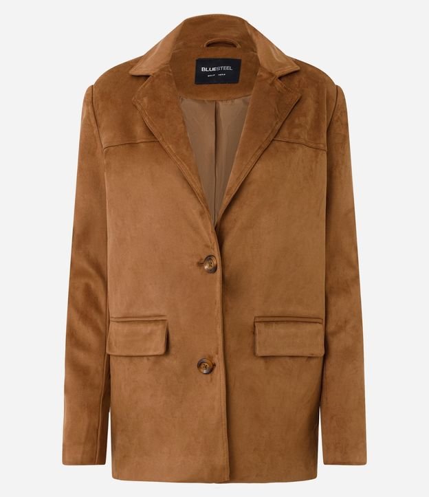Blazer en Gamuza con Bolsillos y Cuello Estructurada 5