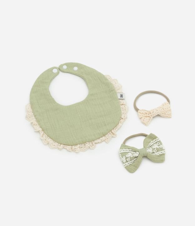 Kit Infantil de Babador y Faixas para el Pelo con Lazo - Talle U