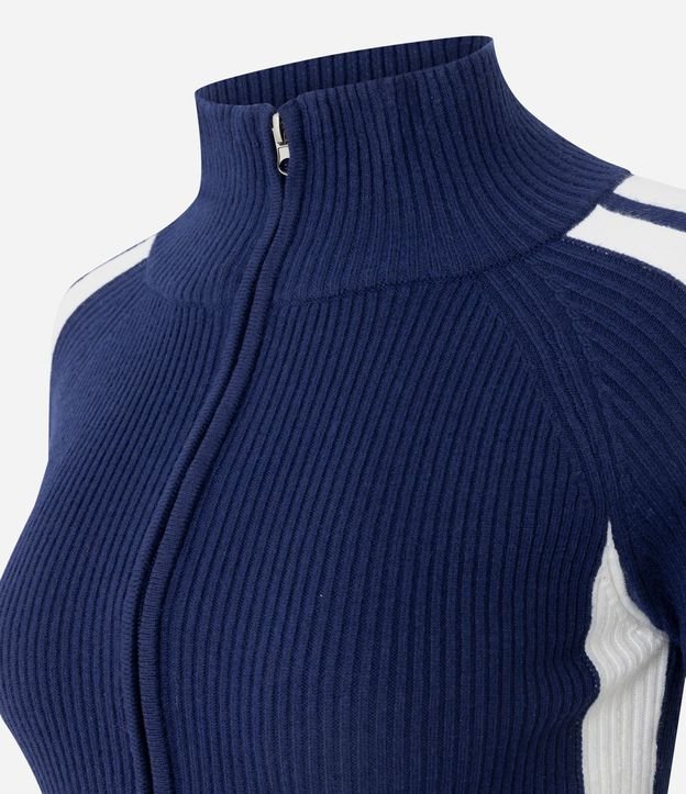 Blusa en Punto con Cremallera y Rayas Contrastantes en las Mangas 6