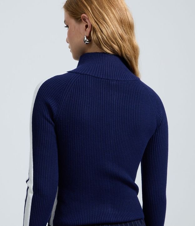 Blusa en Punto con Cremallera y Rayas Contrastantes en las Mangas 4