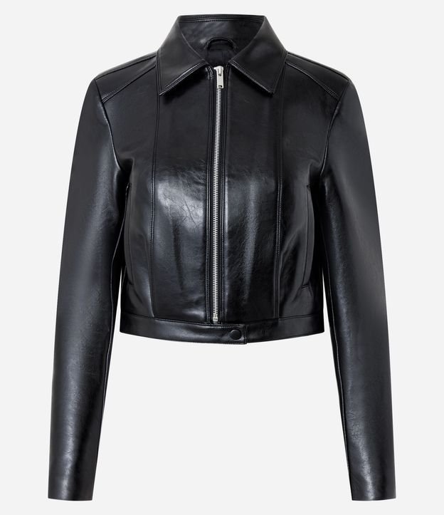Campera de PU Lisa con Cremallera 5
