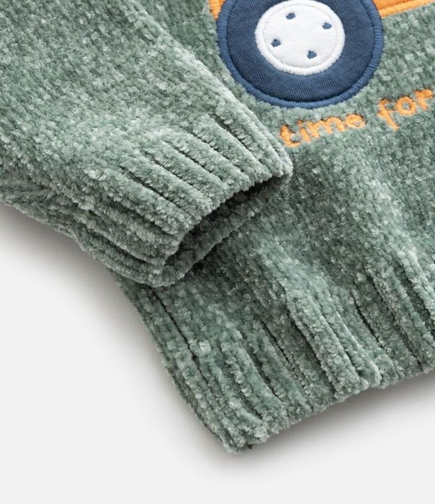 Saco Infantil en Punto Chenille con Bordado Tractor – Talle 0 a 18 Meses 5
