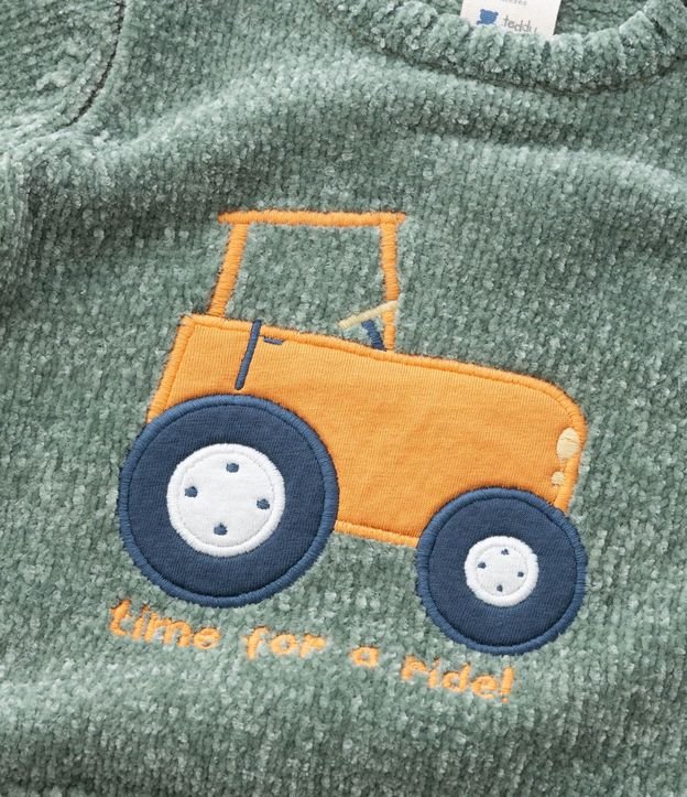 Saco Infantil en Punto Chenille con Bordado Tractor – Talle 0 a 18 Meses 7