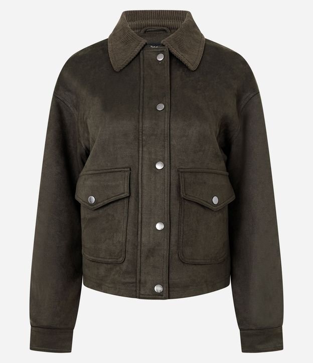 Campera Bomber en Gamuza con Bolsillos 5