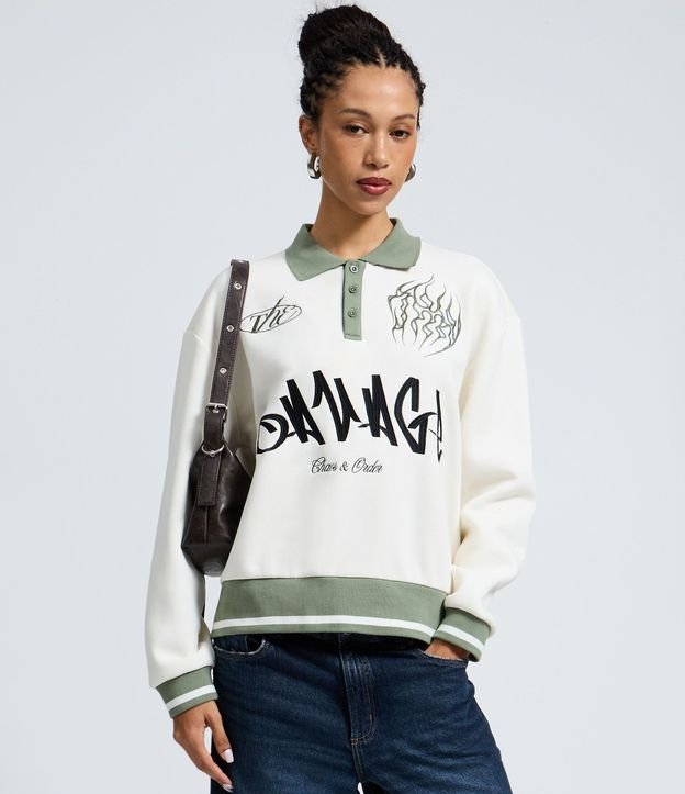 Buzo Algodón College con Lettering Savage y Cuello Polo 3