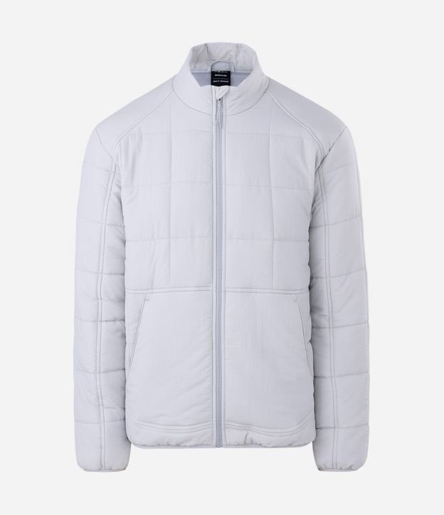 Campera Acolchonada Deportiva con Textura Cuadriculada y Cremallera Delantera 4