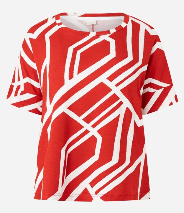 Blusa en Viscolycra con Cuello Redondo y Estampado Geométrico 1