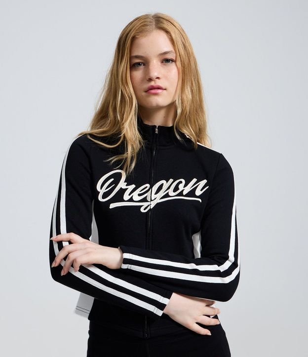 Campera Biker en Algodón con Lettering Oregon 1