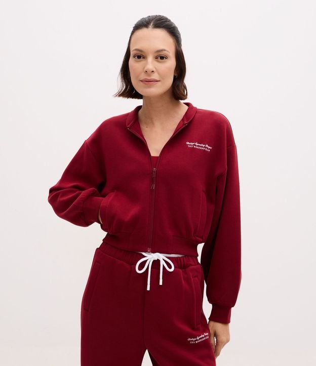 Campera Bomber Deportiva en Microfibra con Lettering Bordado 1