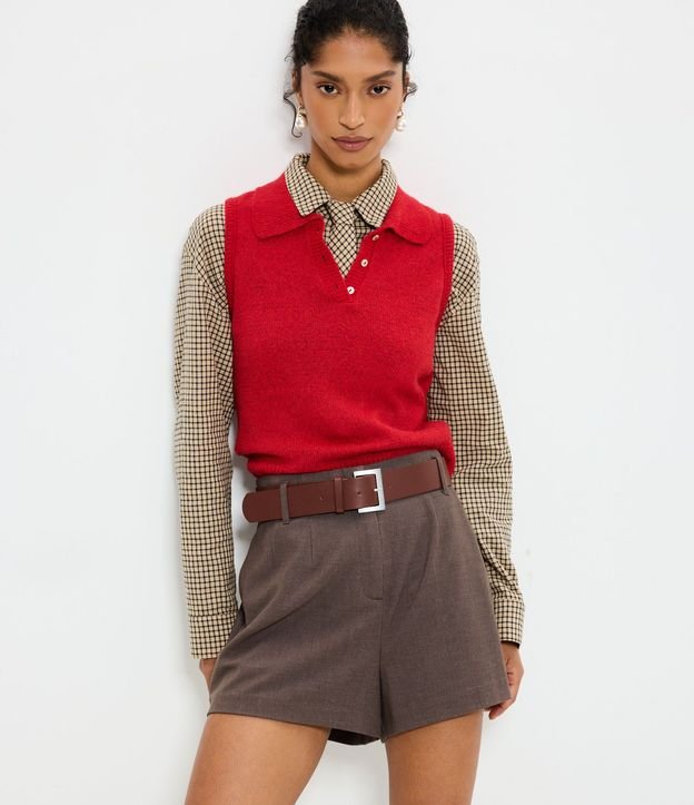 Short Alfaiatado en Tweed con Cinturón