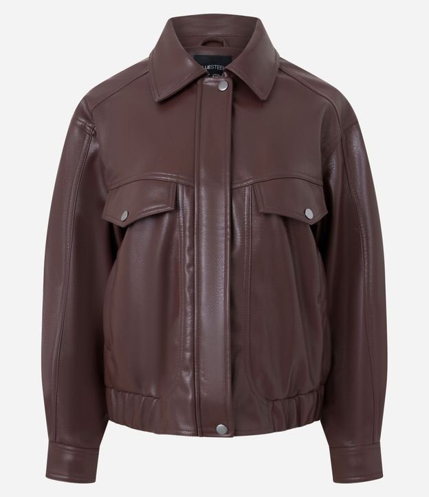 Campera Bomber en PU con Bolsillos Delanteros 5