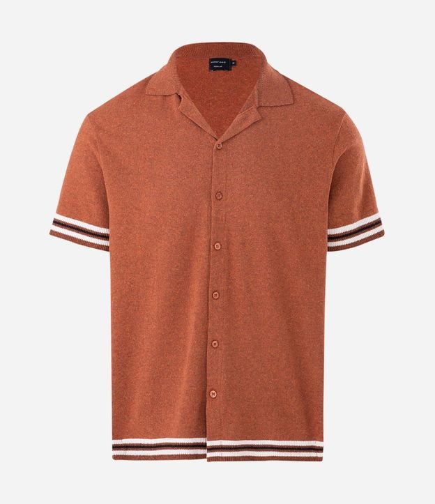 Camisa Manga Corta Jacquard Raya Jacquard con Ruedo de Rayas 5