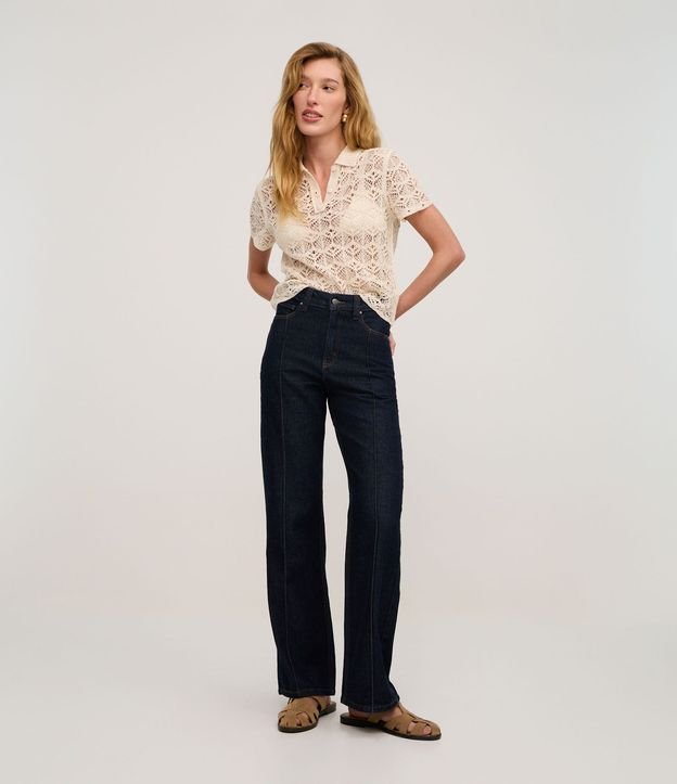 Pantalón Recto Comfort en Jeans con Costura Aparente 2