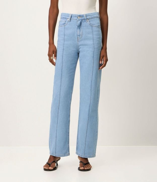 Pantalón Recto Comfort en Jeans con Costura Aparente 3
