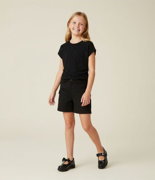 Blusa Infantil con Fruncido Lateral y Brillos - Talle 5 a 14 años