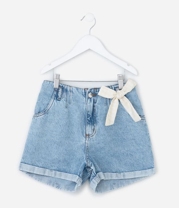Short Infantil Jeans con Pañuelo de Cuadros Vichy - Talle 7 a 16 años 1